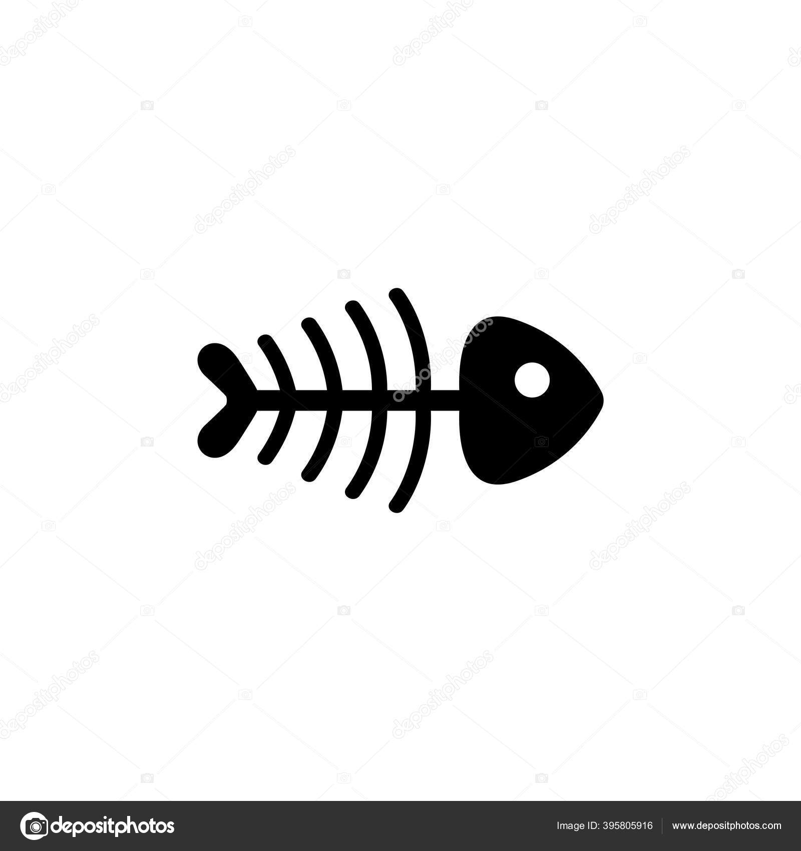 魚とスケルトンの単純なベクトルのアイコン。魚の骨の黒と白のイラスト。固体の線形アイコン。のイラスト素材・ベクター Image 79572329