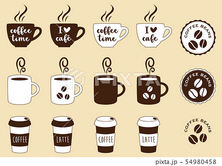 コーヒー豆と黄昏れる猫コーヒー・ティー・カップ・リラックス・スマート・フード・飲食店・カフェ・物販・小売・製造・ショップ・店舗ロゴマーク 販売 すぐに購入できるロゴショップ