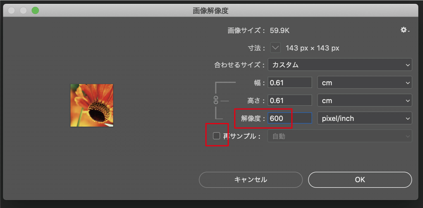 Photoshop 画像の解像度やピクセル数の確認と変更方法デザナル
