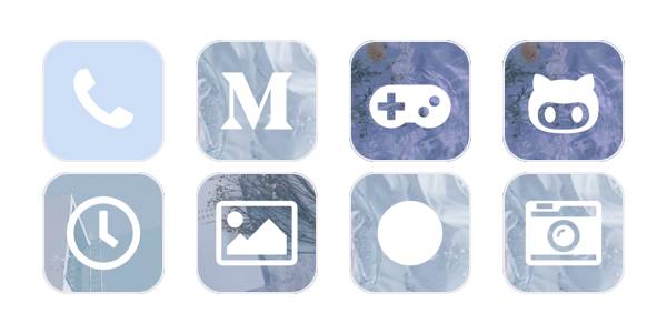 無料素材青と白の2色のカラーリングがおしゃれなシンプルアイコンセット