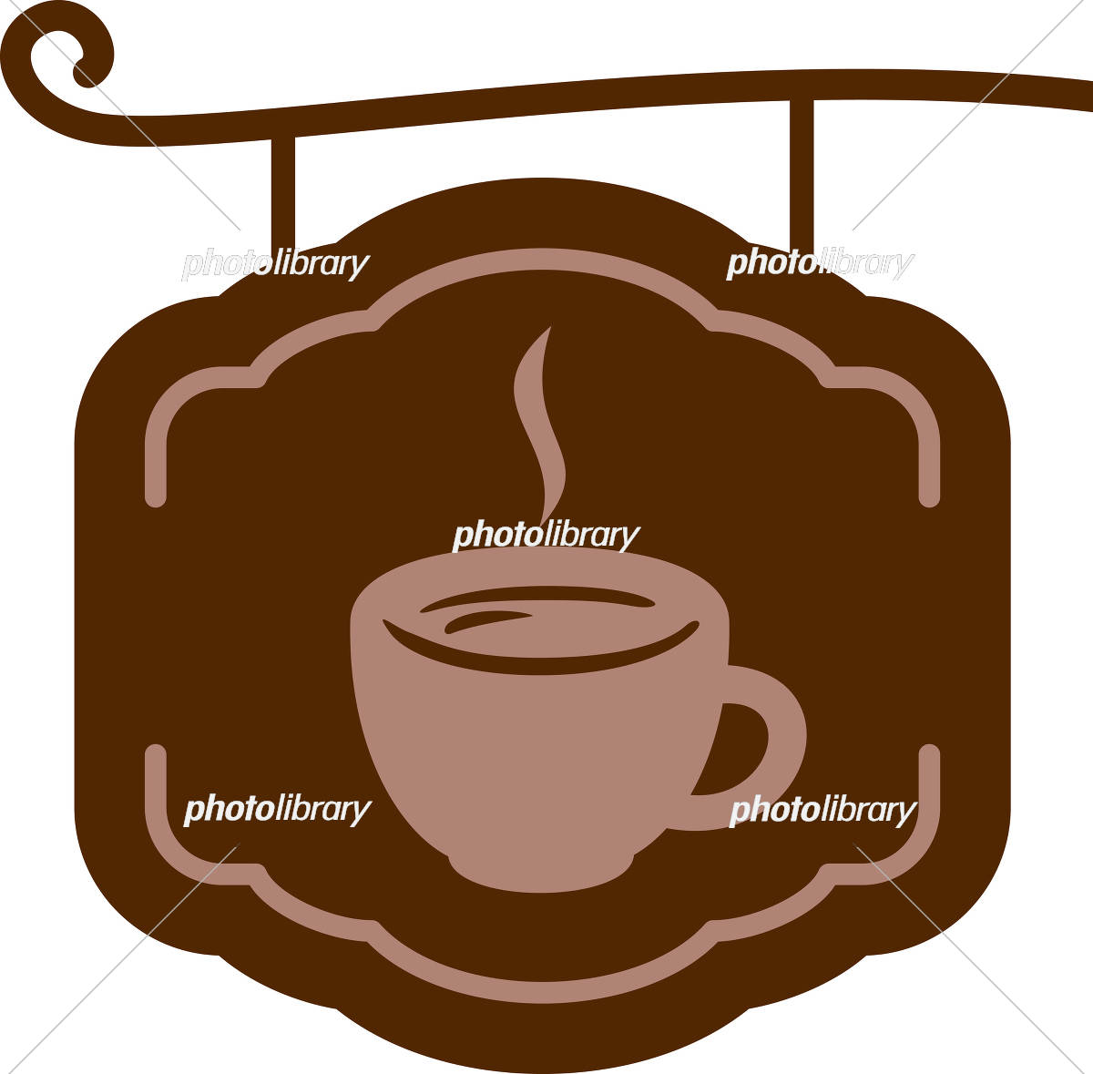 コーヒー cafe 看板・ボード用イラストシールW285×H285mm- 販促用品通販のサインモール