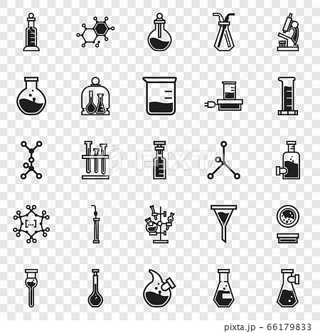 化学工業の生産アイコンを設定ベクトル バレルと工業用石油ゴム ロールの特殊化学液体有機溶媒ガス シリンダー実験室ガラス グリフ ピクトグラム黒イラストPremiumベクトル素材