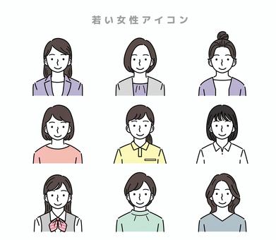 ふんわり巻き髪の大人女子 手書き女子アイコンイラスト・フリー素材なら「シンテリ」