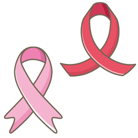 薄ピンクリボンシルエットイラストのフリー素材イラストイメージ