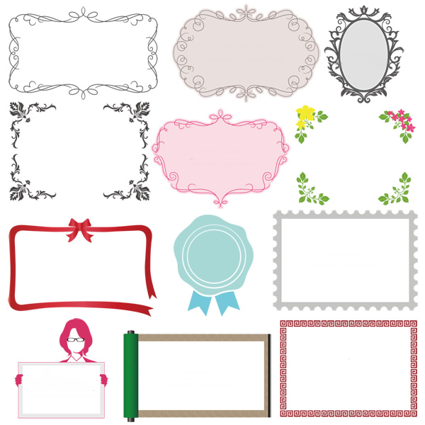 編集が可能なシンプル飾りフレーム素材イラスト