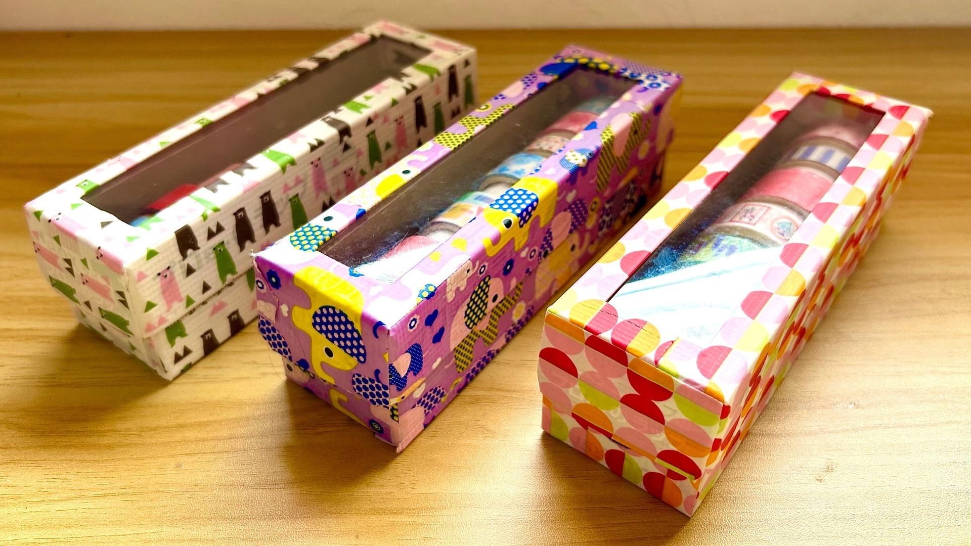 ティッシュの箱から小物入れ。半分に折るだけで 簡単に整理箱がつくれちゃう♪ ハンドメイドDIY handicraft 工作 手作り高齢者 作り方 小物作り ティッシュの空き箱