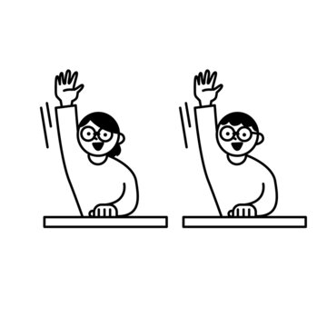 男性 挙手イラスト145565471 毎月1点無料 フリー のストックフォト イメージマート