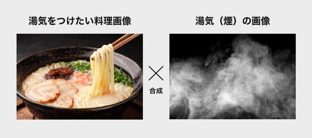 写真に合成で湯気を入れる方法