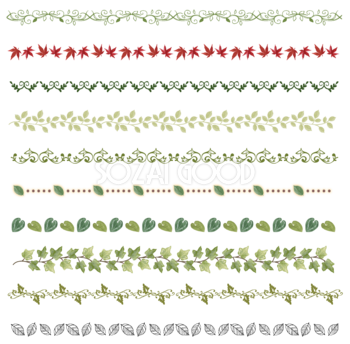 和風・シンプルな筆の罫線イラスト無料の線・ライン素材 飾り罫線イラスト.com