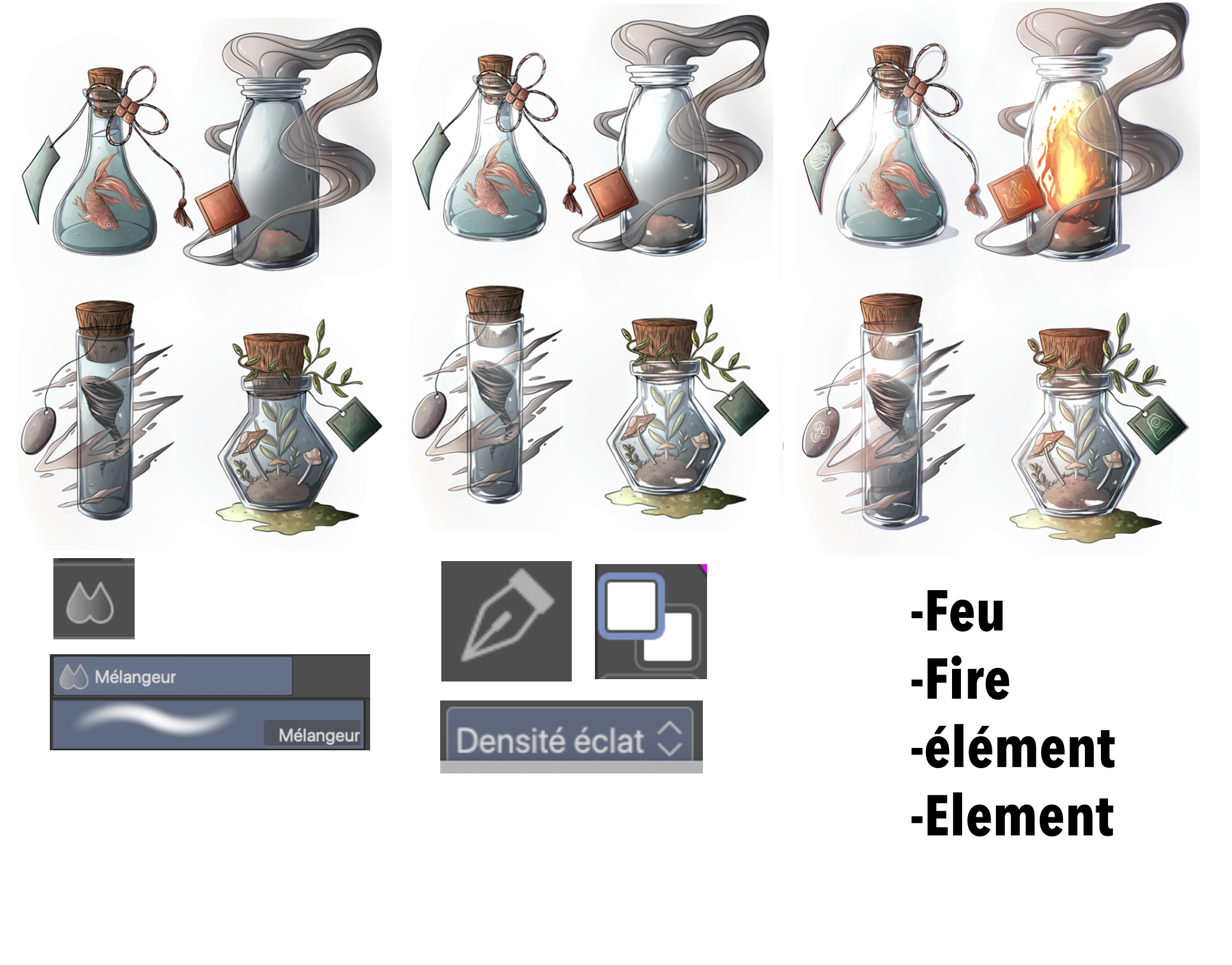 透明なグラスの描き方みつまたアートMitsumata Art