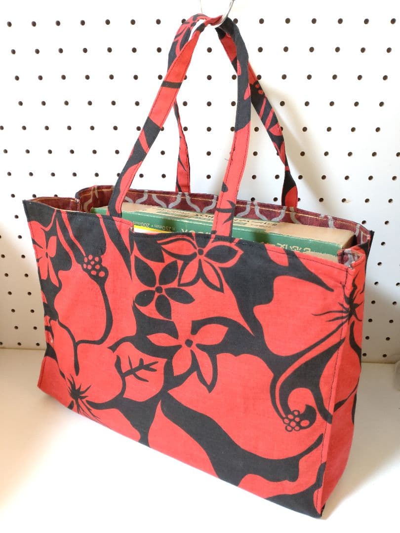 紙袋風 トートバッグ エコ サブ ハワイ ティアレ フラワ リーフ ハンドメイド