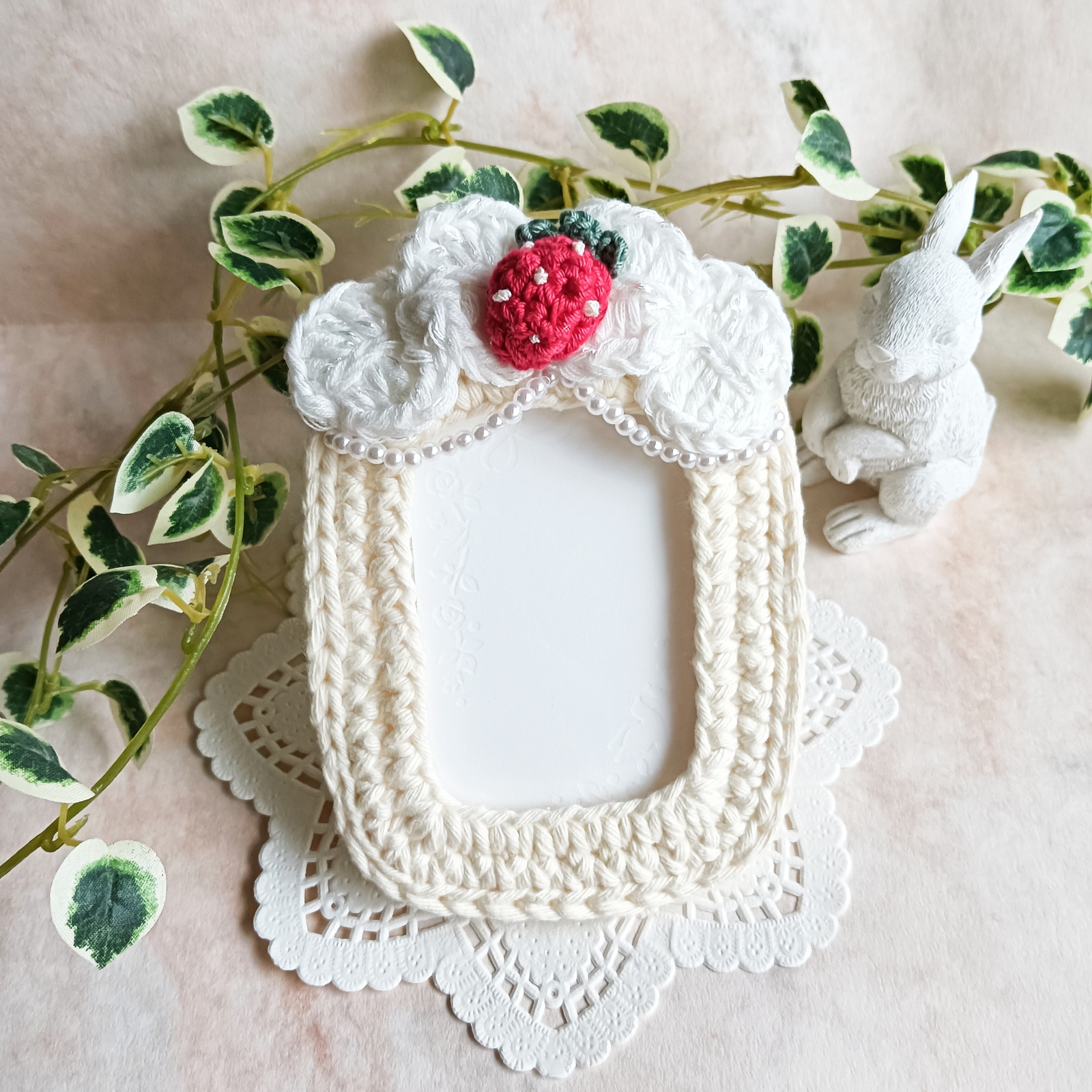 トレカケース 編み物 シナモン リボン キーホルダー付き