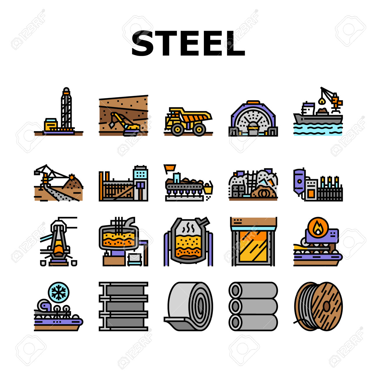 22 Steel Manufacturing Icon High Res Illustrations - Getty Images