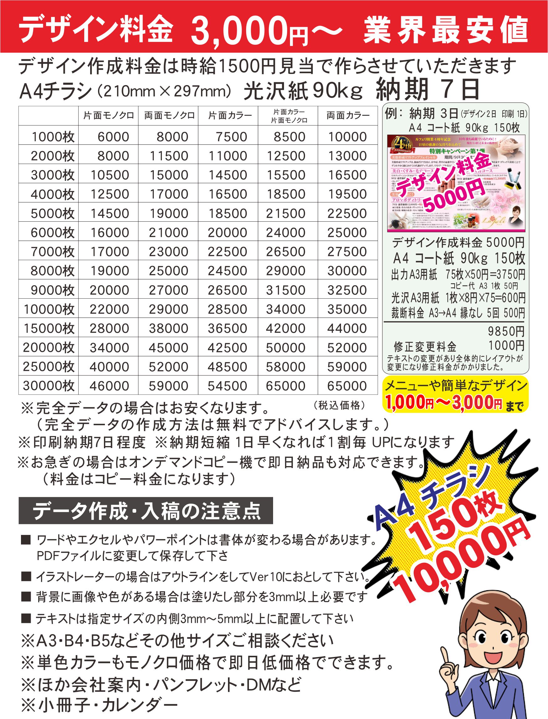 デザイン料金一覧 DTP費 グラフィック制作 印刷 - 貴光デザイン