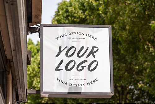 Photoshop カフェに適した屋外用サインボードのモックアップPSD 商用可＆高品質S.Design.Labo
