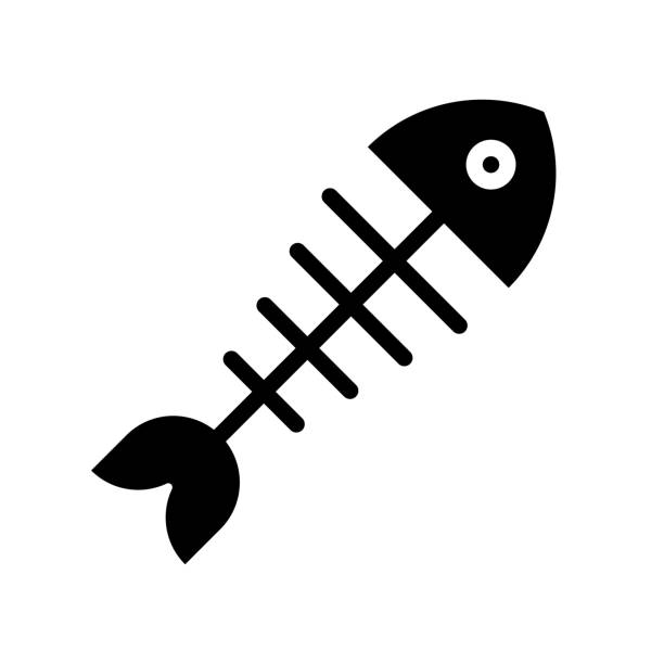 魚の骨のフリーイラスト - リアル・かわいい骨の素材 - チコデザ