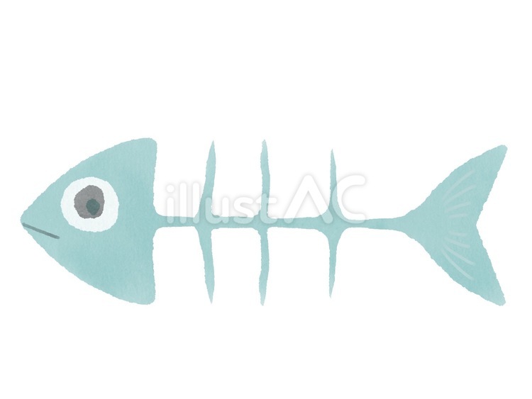 魚の骨のシルエット02無料のAi・PNG白黒シルエットイラスト