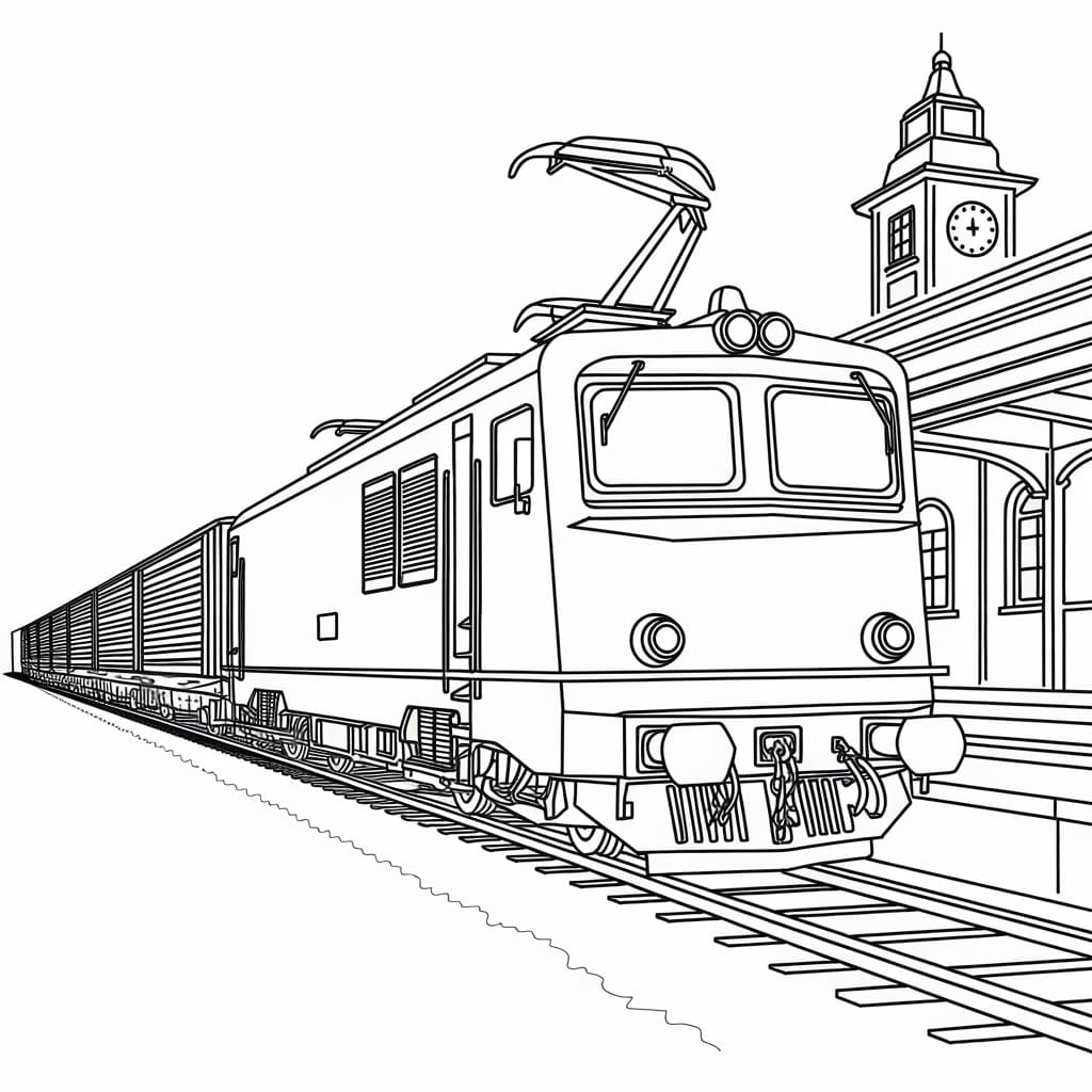 基本を描く貨物 列車 - 印刷可能ぬりえ無料ダウンロード