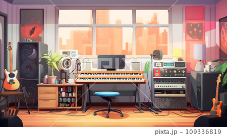 カラバリ式ラジオスタジオ背景素材ver1.00横沢さわら さんのイラスト - ニコニコ静画 イラスト