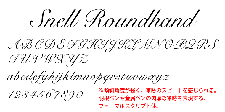 刺繍.com スクリプト書体見本