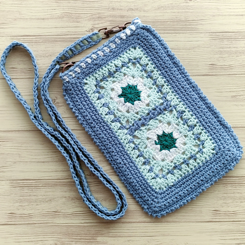 フリルが可愛いスマホショルダーの編み方