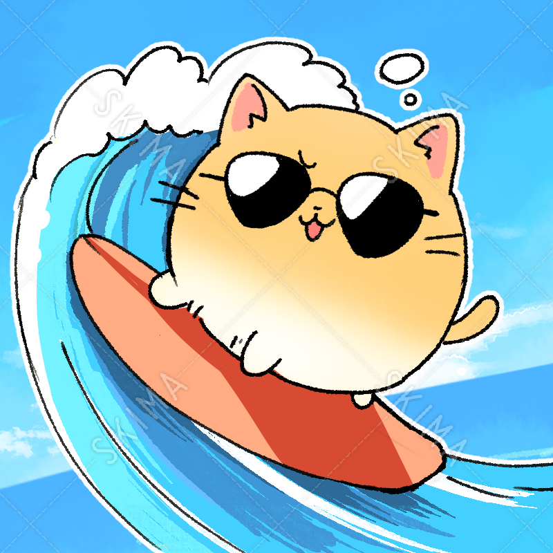 サーフィン、ビーチスポーツの落書き風ベクターアイコン。夏のアイコンクリップアート、スクラップブックセット、手描きの線画。デザインセット、アートワーク、クリップアート、塗り絵。- Etsy 日本