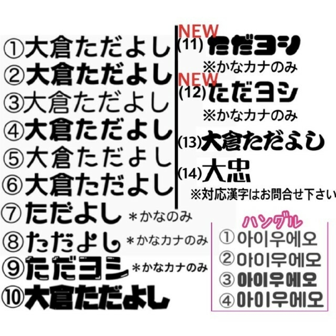 うちわ文字 ハングル 漢字 ひらがな カタカナ