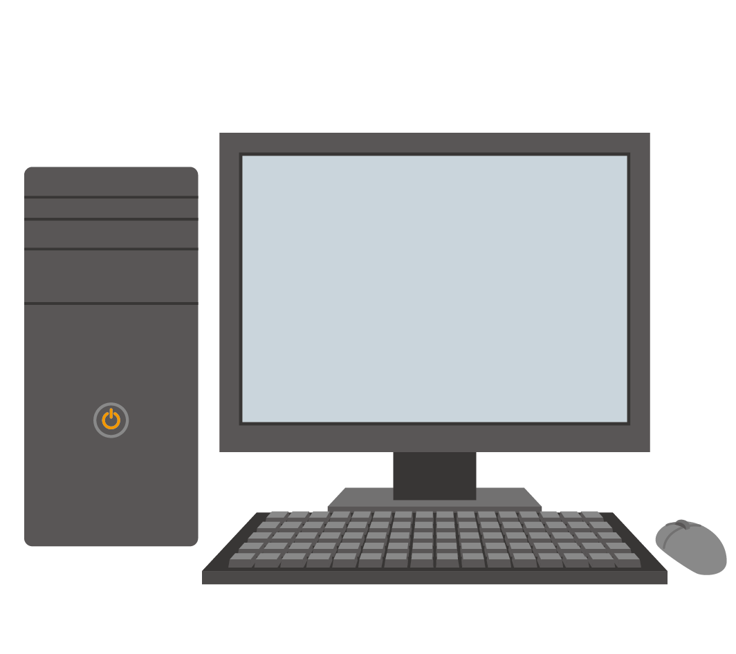 シンプルなデスクトップパソコン内部のフリーイラスト