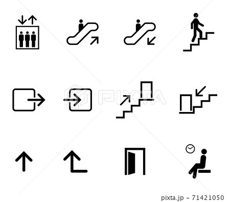 エレベーターの開らくマークのシルエット02無料のAi・PNG白黒シルエットイラスト