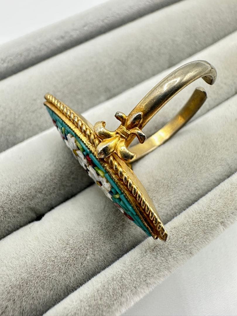 ヴィンテージ マイクロモザイク モザイクガラスリング 直径約1.7cm 指輪