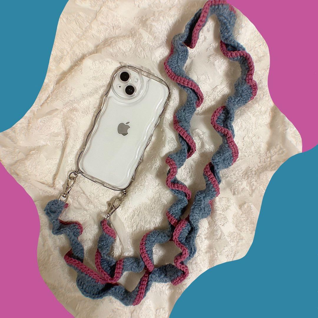 ・, レース編みのスマホショルダー, ・, ・, 🩷ピンク, 💙ネイビー, 💜パープル, 💚ブルーグリーン, ・, ・, ・,creemaで販売中minneで販売中 , ・, ・,スマホショルダースマホストラップショルダーストラップレース編みかぎ針編み小物