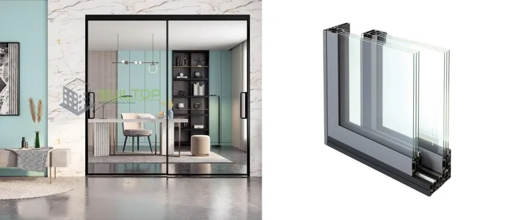 カフェのスライド扉をデザイン設計しました。 依頼主の希望はガラス面を広くし、外から内の様子を見やすくすることだった。 扉を家具的に解釈していく中で、間仕切りだけでなく、道具としての機能をもう一つ加えたいと考え、メニュー等をマグネットで固定できる「掲示板