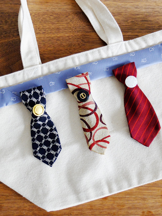 ネクタイリメイク デニムトートバッグ