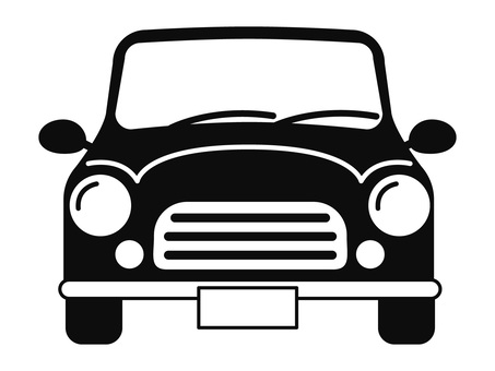 正面から見た自動車のシルエット07無料のAi・PNG白黒シルエットイラスト