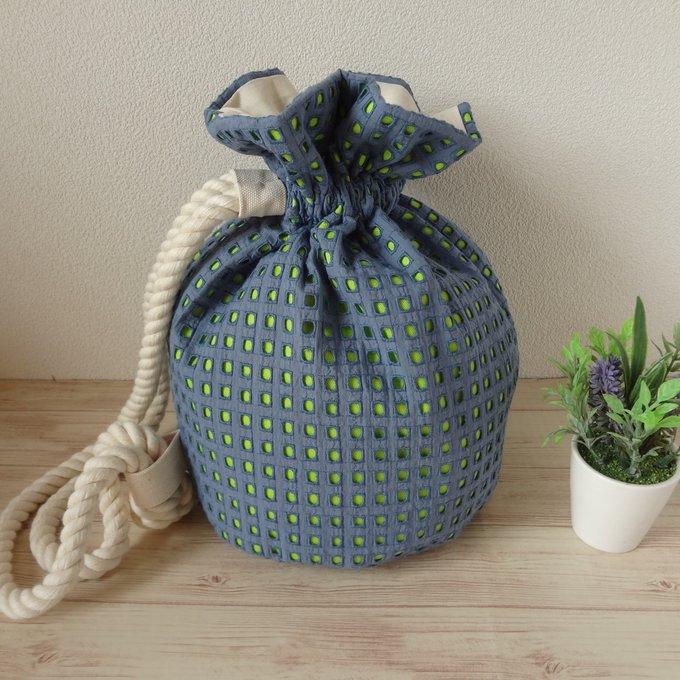 丸底の巾着ショルダーバッグ 型紙 ・Drawstring Bag Round bottomPattern- Akie Craft SewingBlog