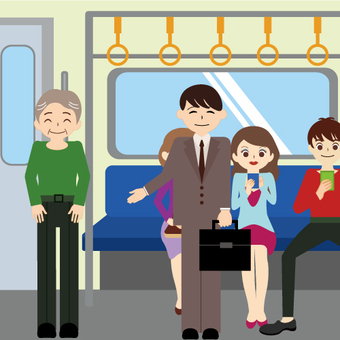 車内 電車 座るのイラスト素材 - PIXTA