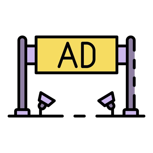 スポーツバナー、アイコン付きスポーツレタリングフラットラインデザインPremiumベクトル素材