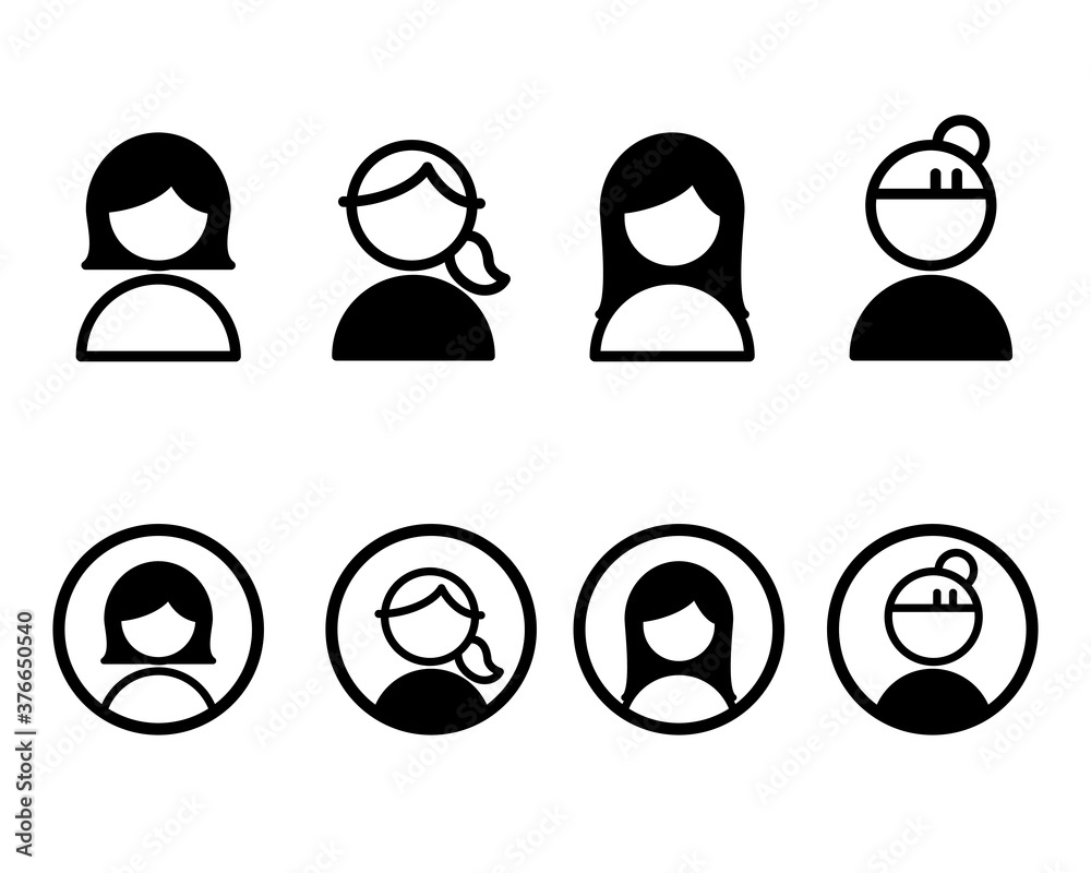 おしゃれな女性アイコンset①イラスト - No: 22394422無料イラスト・フリー素材なら「イラストAC」