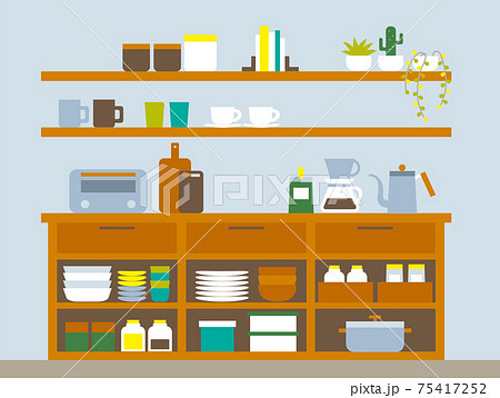 イラスト素材 収納ラック 棚 オープンラック 収納 棚 北欧 ベクターのイラスト素材69015999- PIXTA