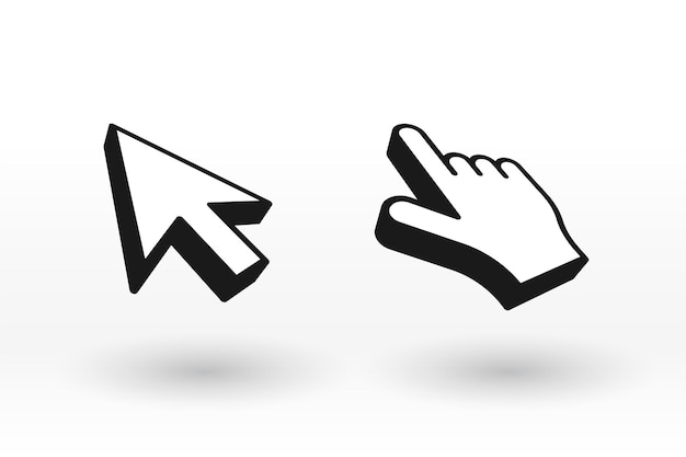 ポインターカーソルコンピューターの指差しクリックマウスアイコン白黒 Stock ベクタ