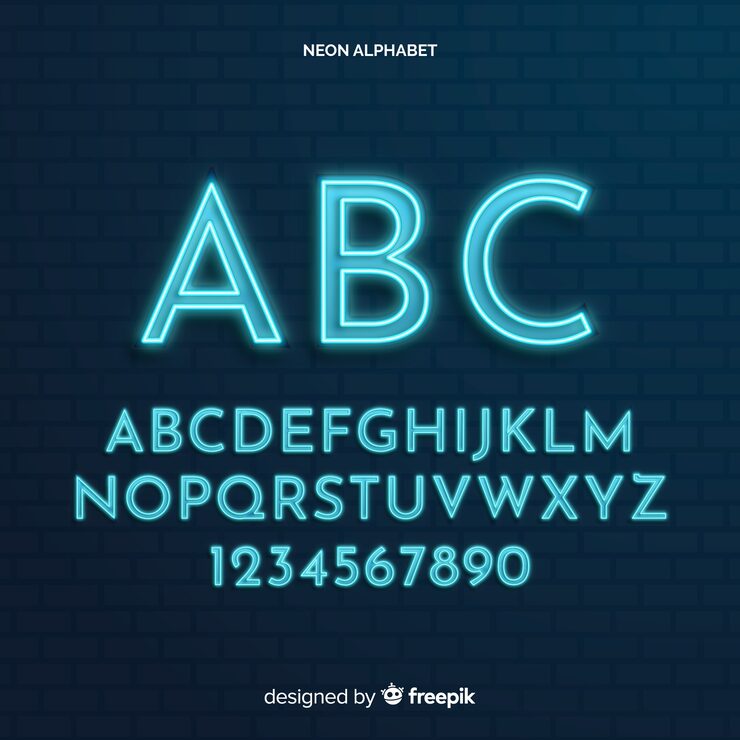 有名なネオンの光のタイプフェイス。現代のネオン管グロー フォントのイラスト素材・ベクター Image 86470256