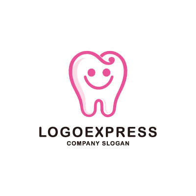 輝く健康と信頼感を届ける歯のモチーフのロゴデザイン