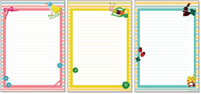 長4封筒用一筆箋テンプレート縦書き和風小筆ドライフラワー：イラスト無料