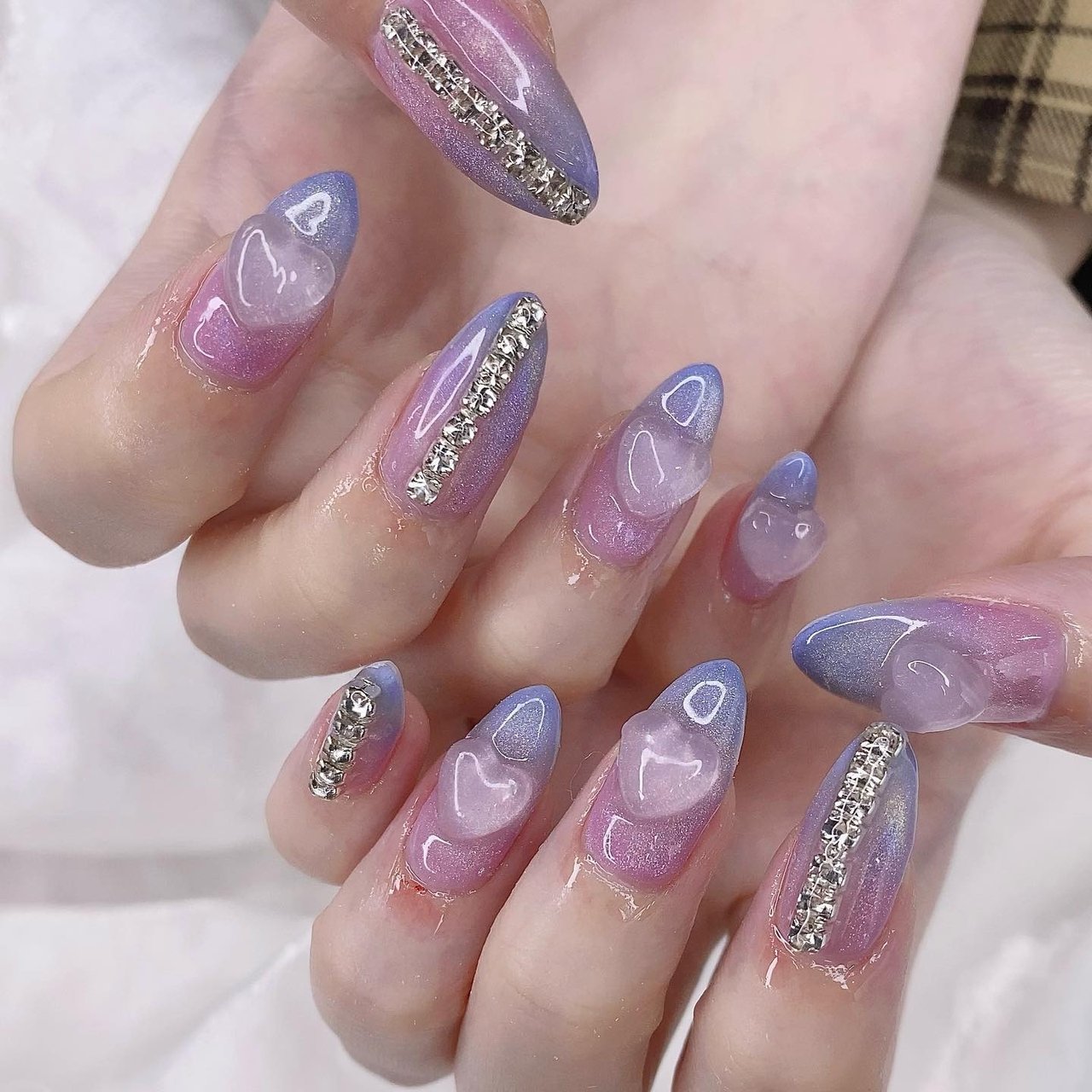 パープル系で可愛く♪ラメグラデーション＆微粒子マグネットネイル成増3分のネイル・フェイシャルサロンCenbless センブレス