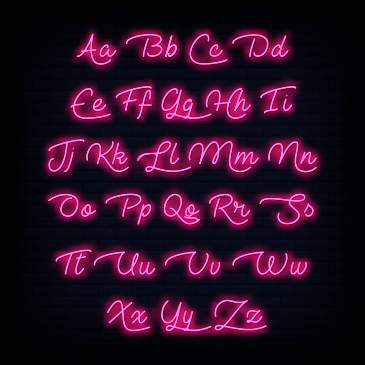 Neon light blue font hand drawin, english のイラスト素材68127740- PIXTA