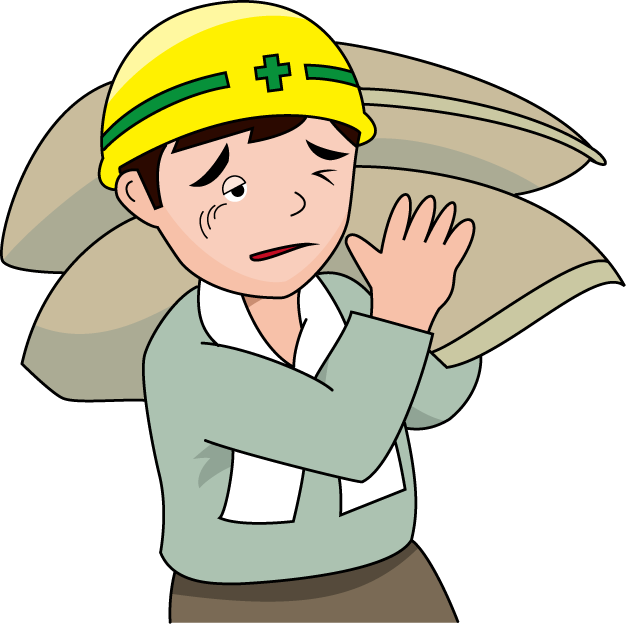 急いで荷物を運ぶ作業員のイラストエコのモト