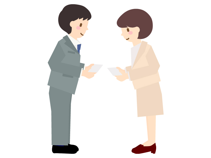 オフィス20-名刺交換 -仕事の無料イラスト素材-イラストポップ