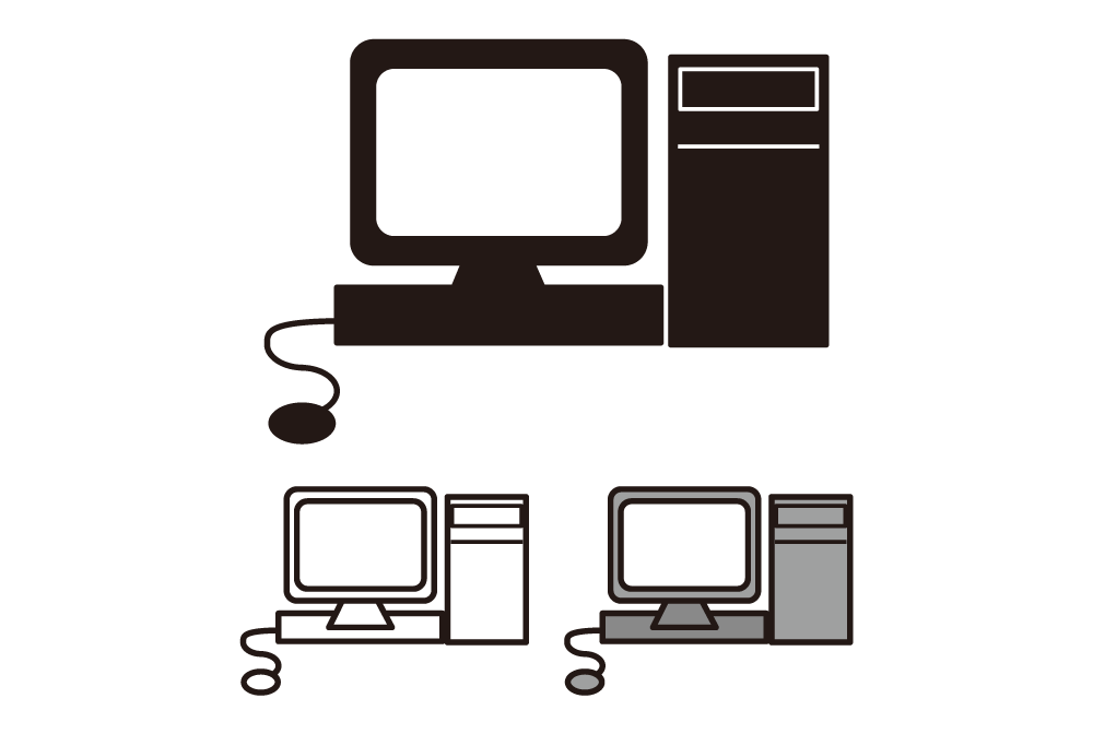 デスクトップパソコンの無料イラスト 斜め向き 65982素材Good