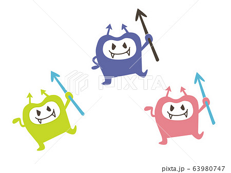 2セット 槍を持った虫歯菌 ミュータンス菌 の水彩イラスト水彩の挿し絵屋さん