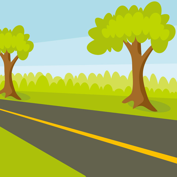 右カーブ道路イラストのフリー素材イラストイメージ